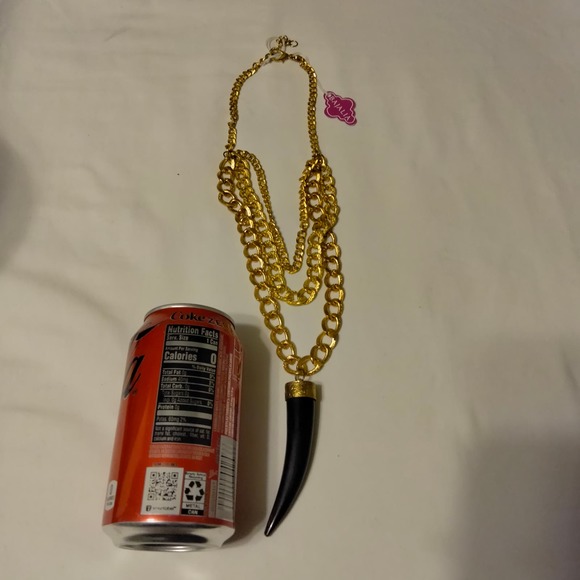 Iris Apfel & Bajalia Gold Chain & Bone Horn Pendent Statement Necklace - Picture 11 of 16